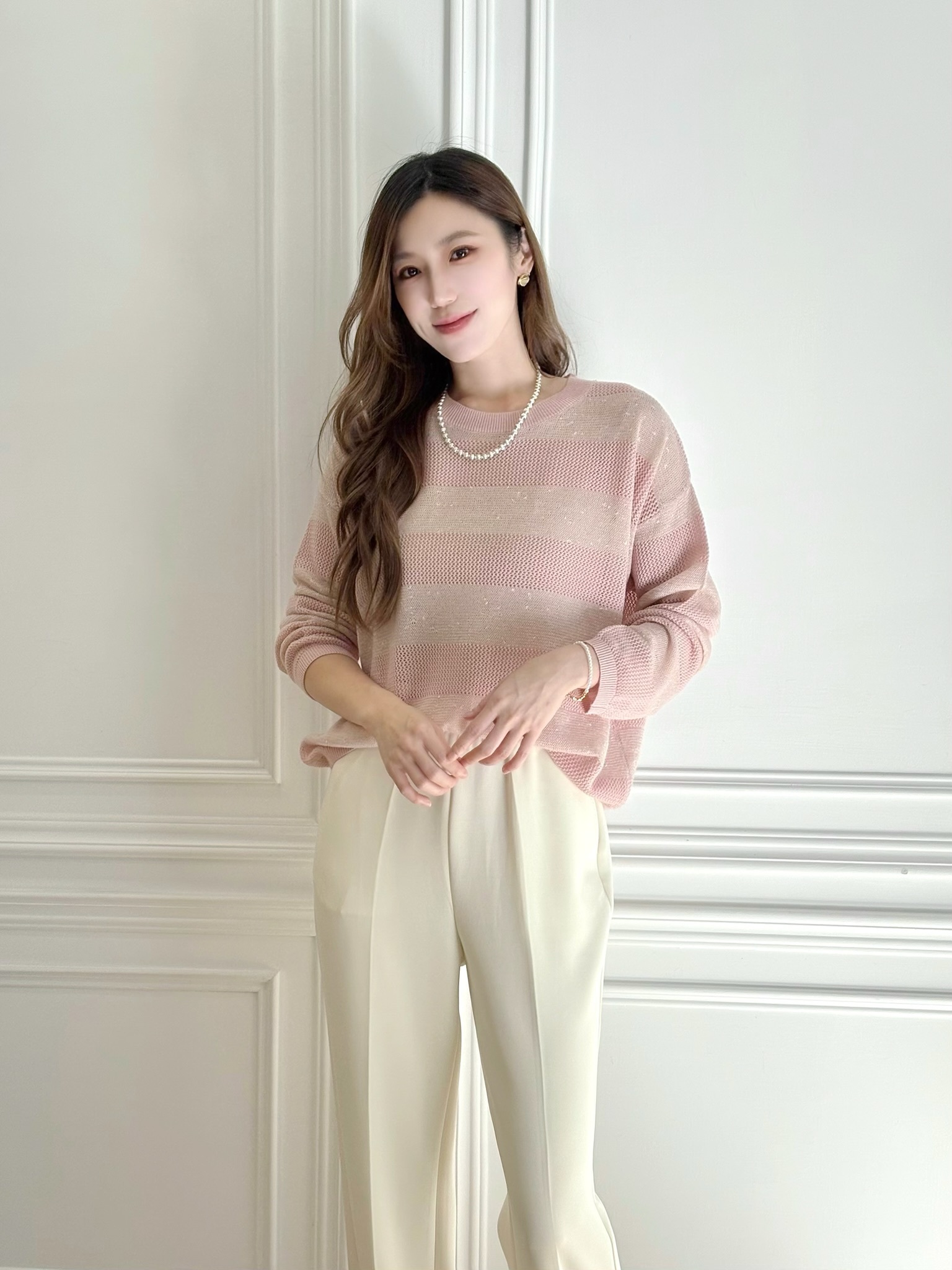 金蔥橫條紋針織上衣