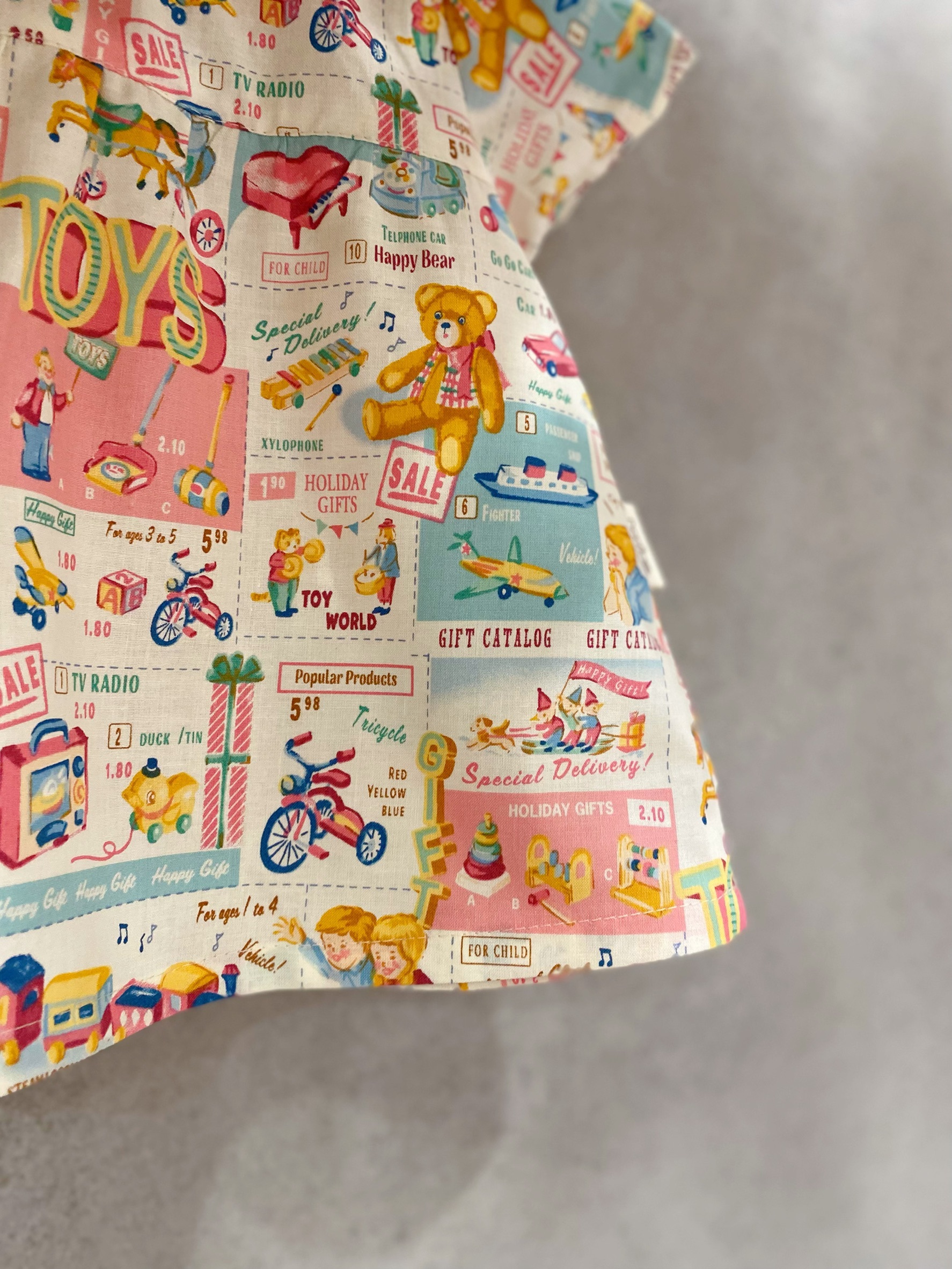 粉美式復古 傘狀短袖上衣(90)