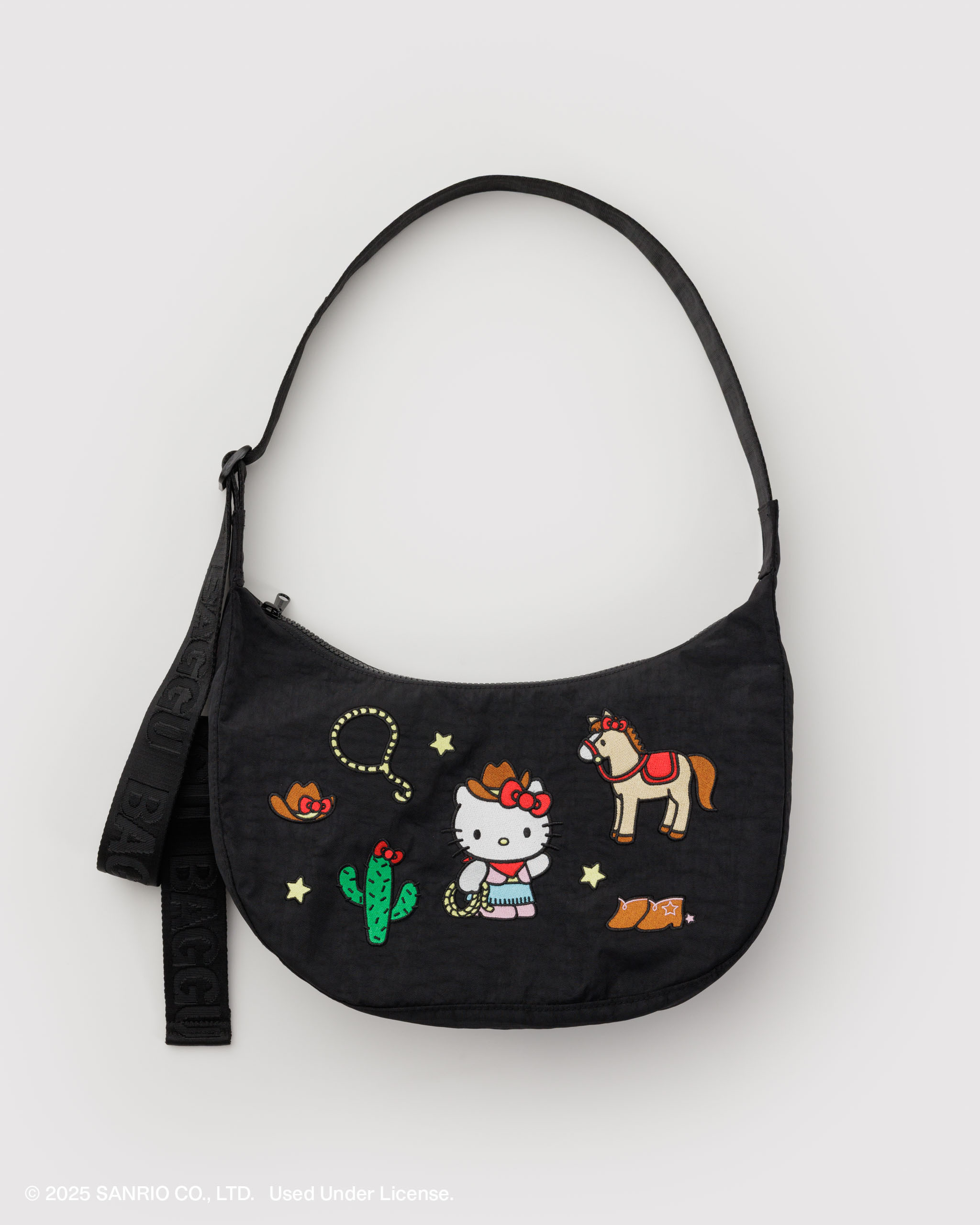 Medium Nylon Crescent Bag - Embroidered Hello Kitty Western｜BAGGU