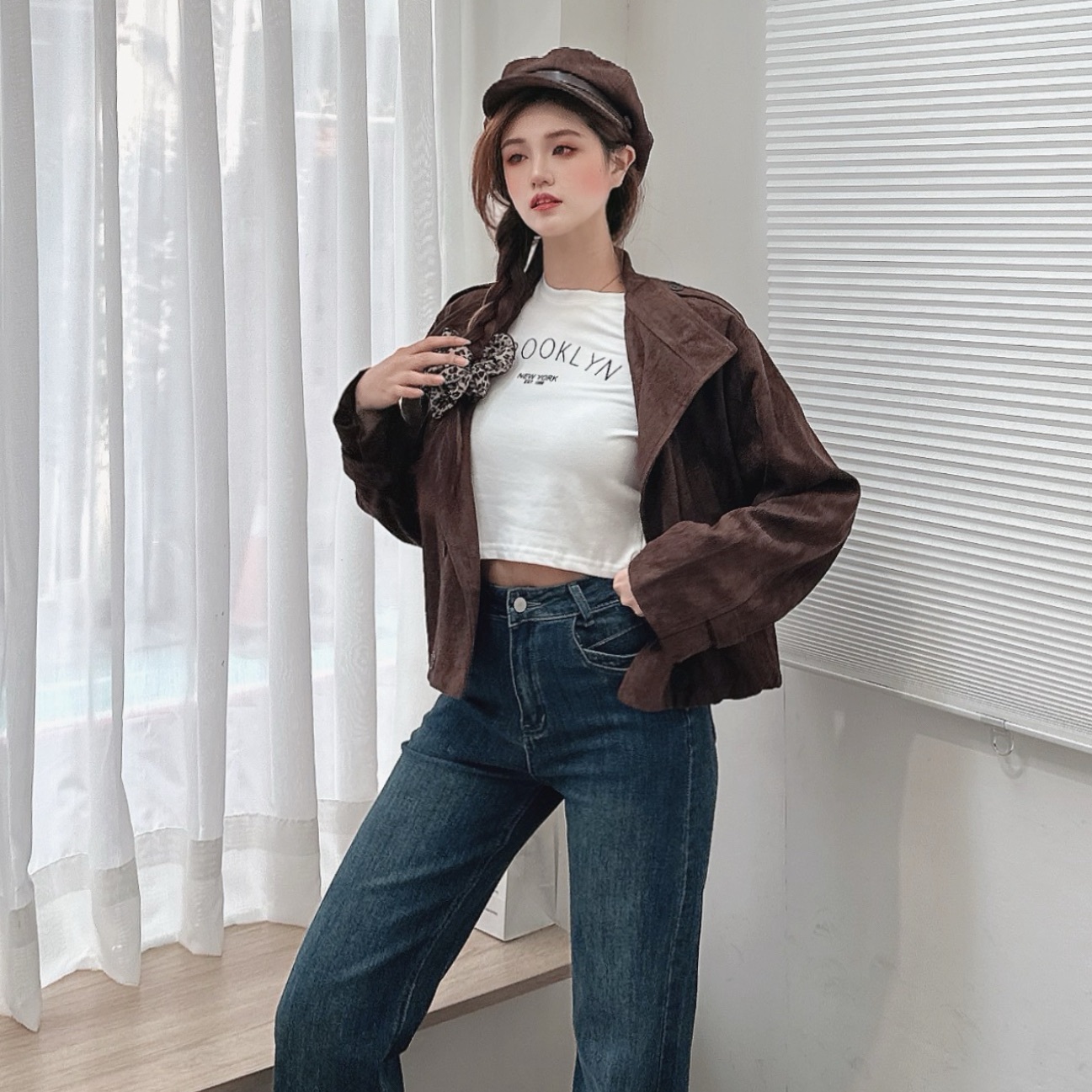 基礎字母圓領長袖上衣/四色