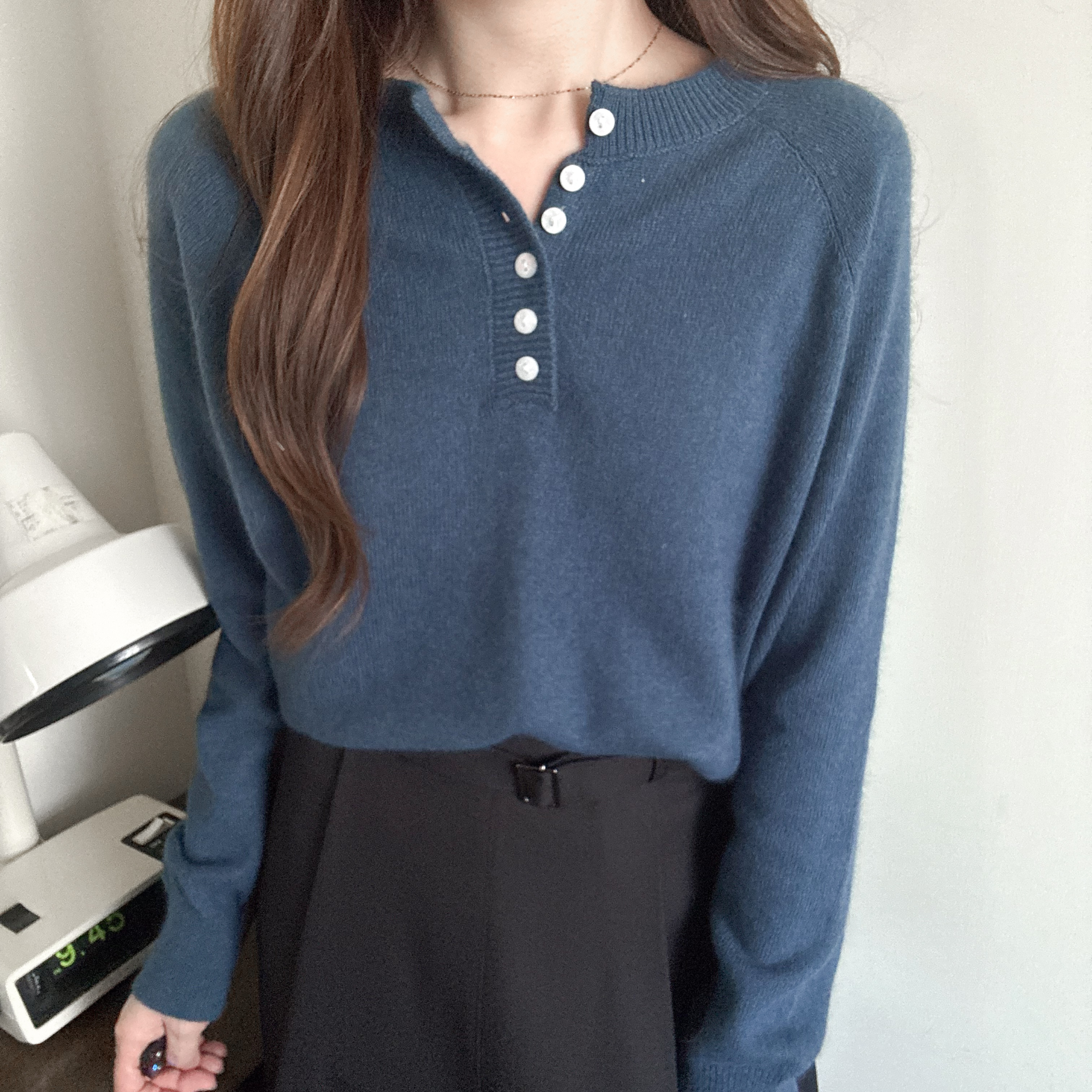 浣熊毛開鈕毛衣