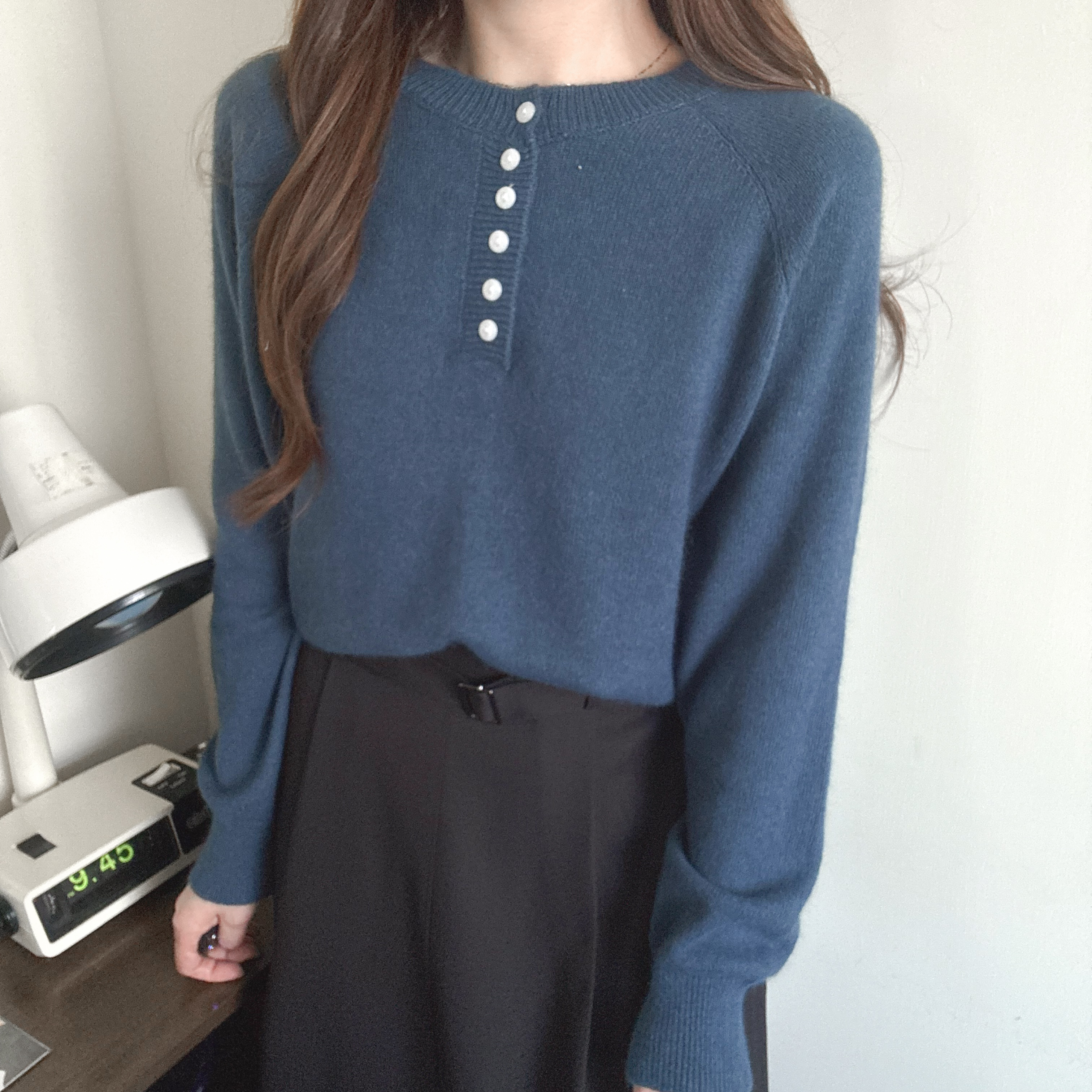 浣熊毛開鈕毛衣