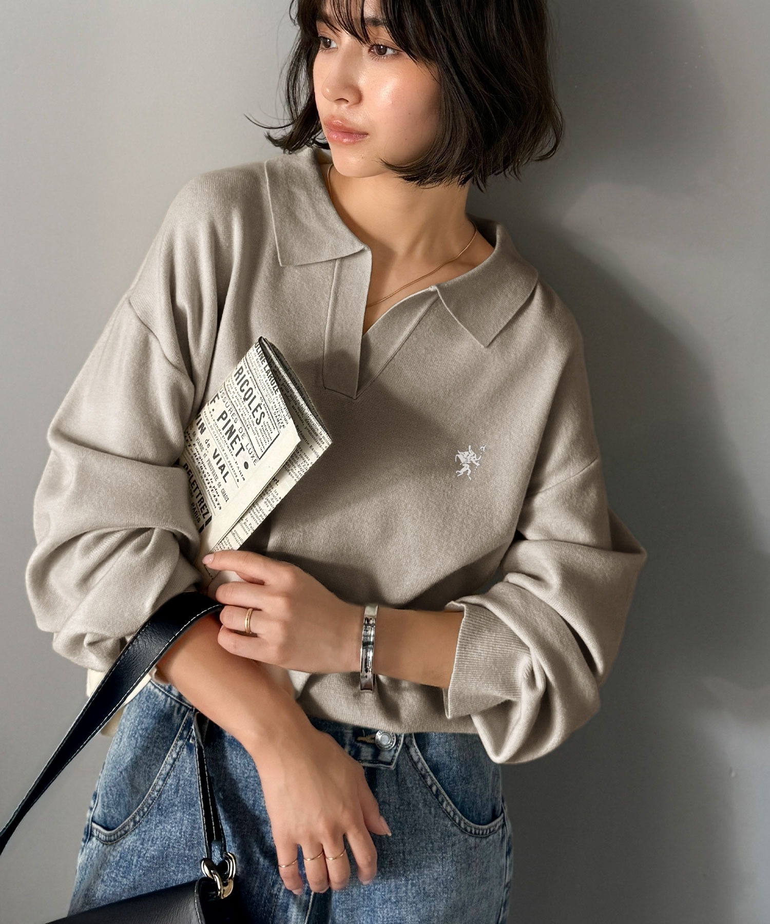 🇯🇵 日系品牌 JAVA 刺繡LOGO 立領 針織毛衣 針織衫 寬鬆 / 預購