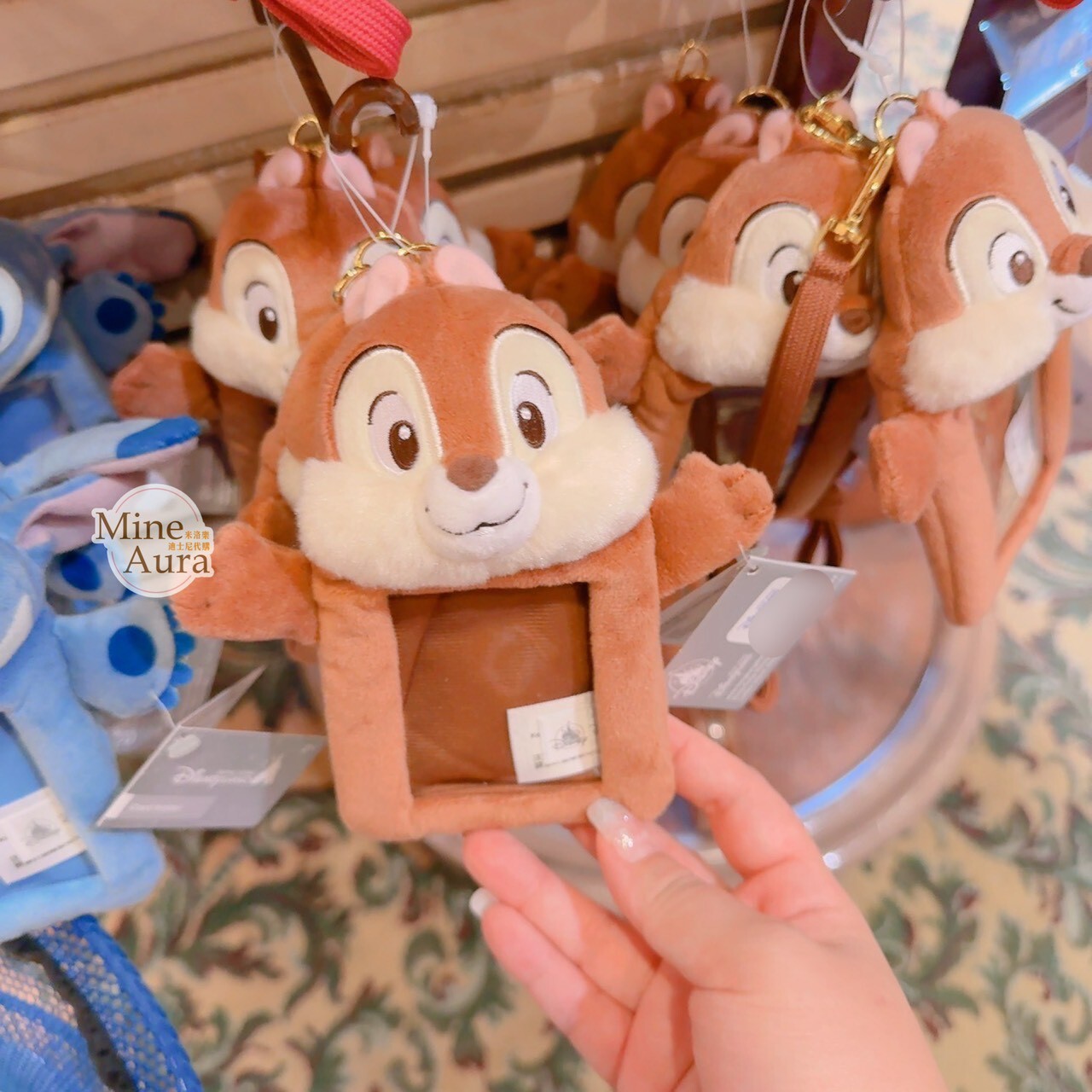 黑鼻 奇奇 Chip 絨毛 造型 票卡夾 掛繩 小包 奇奇蒂蒂 Chip 'n Dale -香港迪士尼樂園