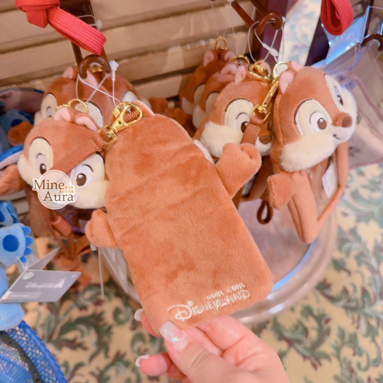 黑鼻 奇奇 Chip 絨毛 造型 票卡夾 掛繩 小包 奇奇蒂蒂 Chip 'n Dale -香港迪士尼樂園
