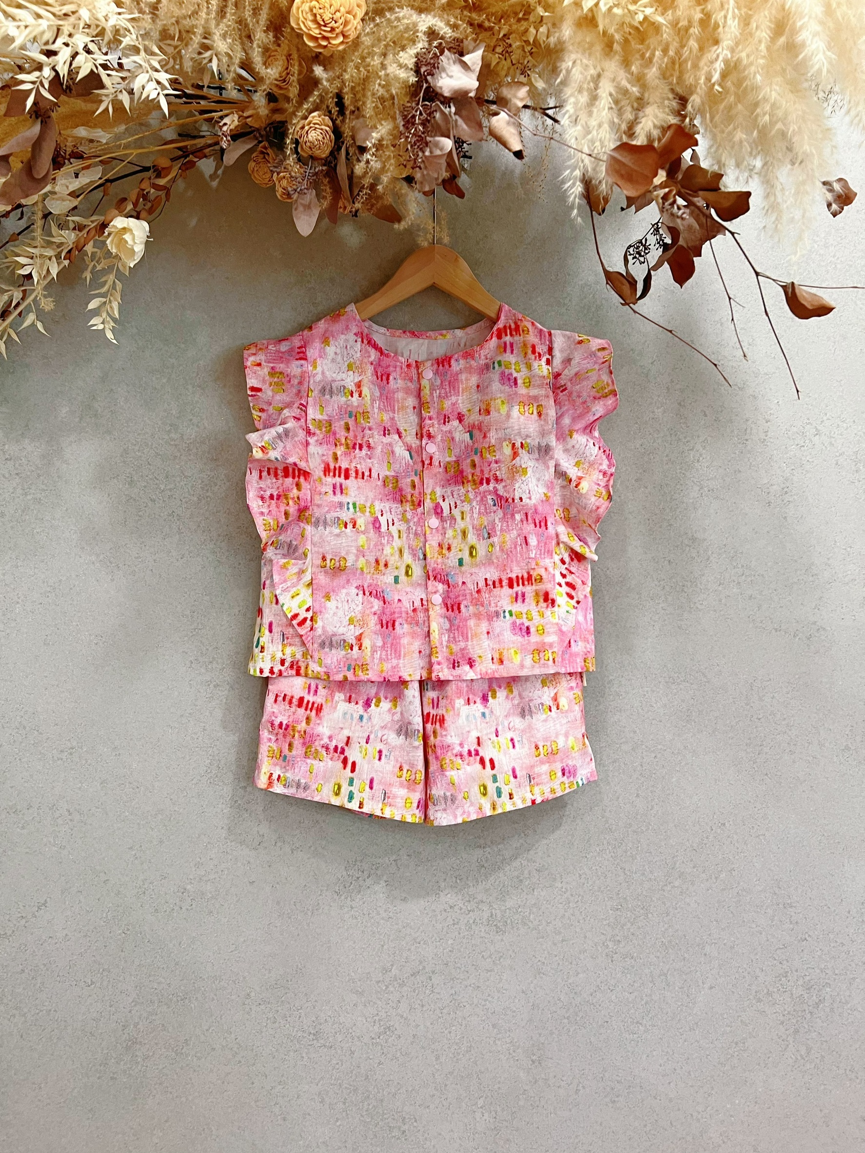 粉流螢 波浪袖套裝(120)