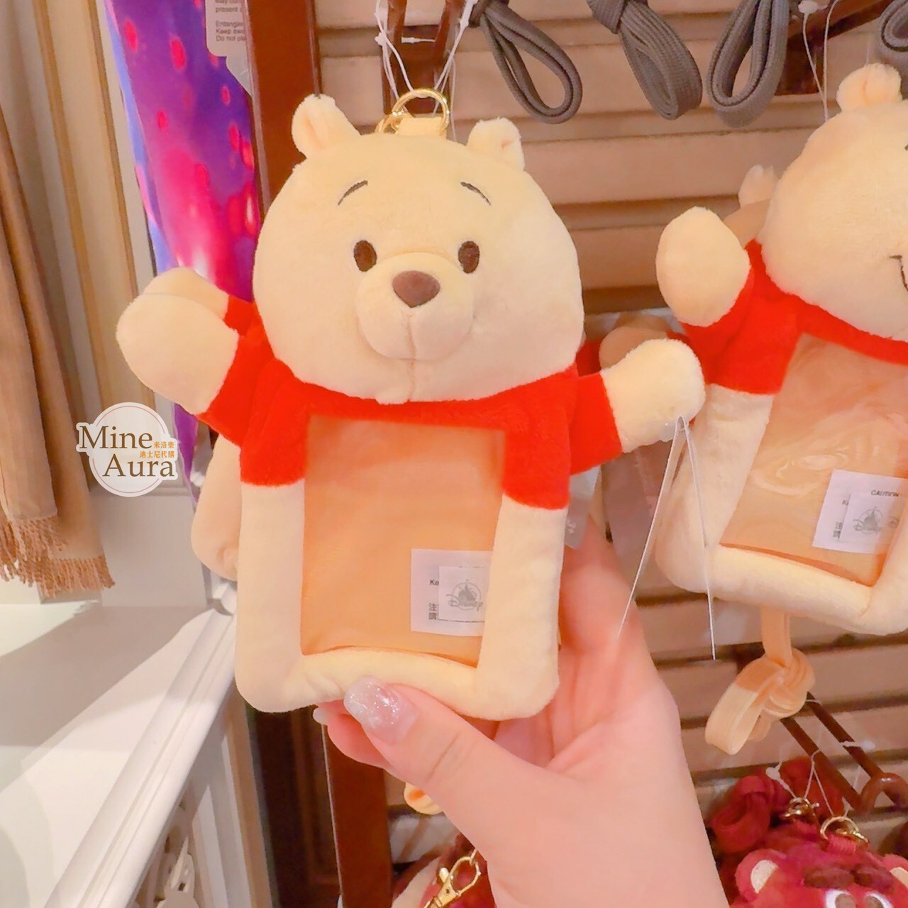 小熊維尼 Winnie the Pooh 絨毛 造型 票卡夾 掛繩 小包 -香港迪士尼樂園