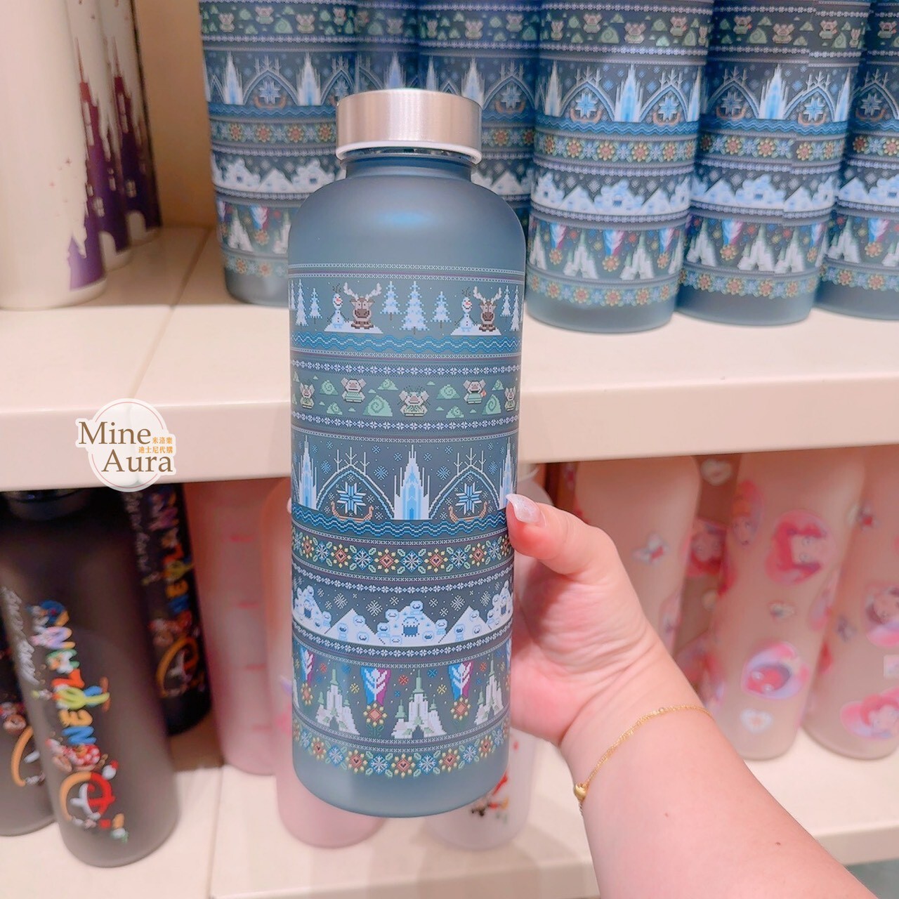 World of Frozen 限定 城堡 圖騰 圖案 藍色 隨身 水瓶 水壺 冰雪奇緣 Frozen -香港迪士尼樂園