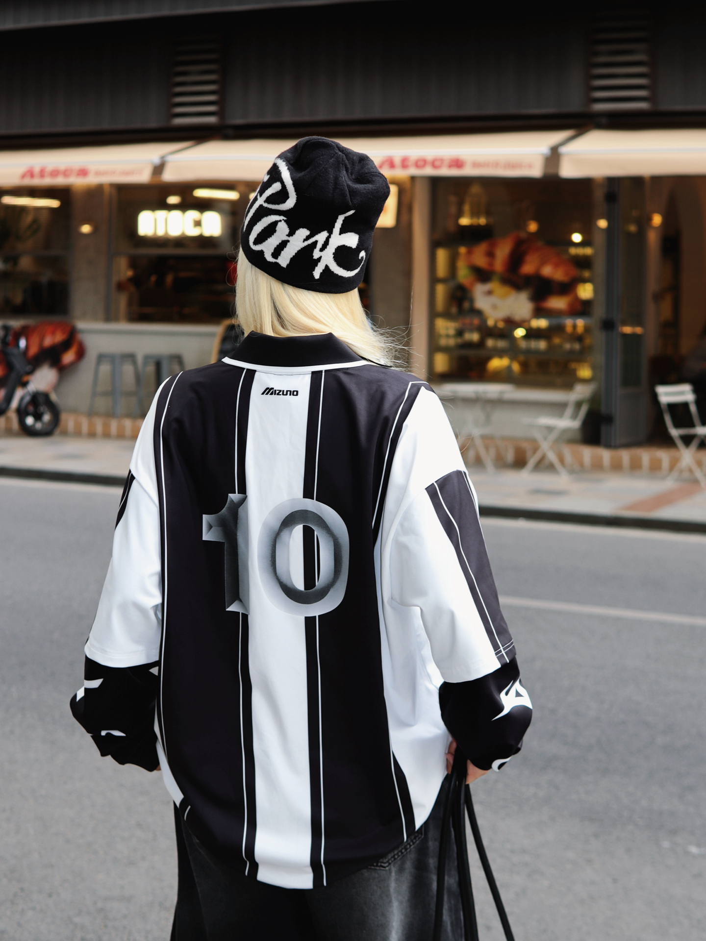 代購-Mizuno x Oarism 聯名款 寬松 寇克船長聯名 復古足球 長T 男女同款 曜石黑