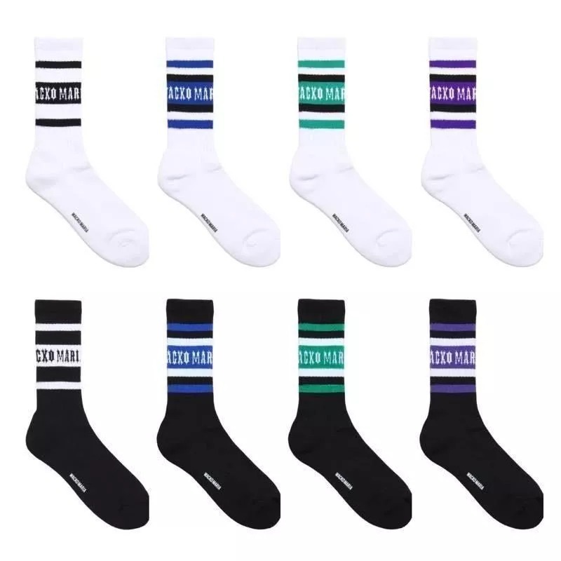 2025AW WACKO MARIA SKATER SOCKS (TYPE-1) 歌德字體 條紋 長襪 襪子 現貨 25FW-WMA-SO01