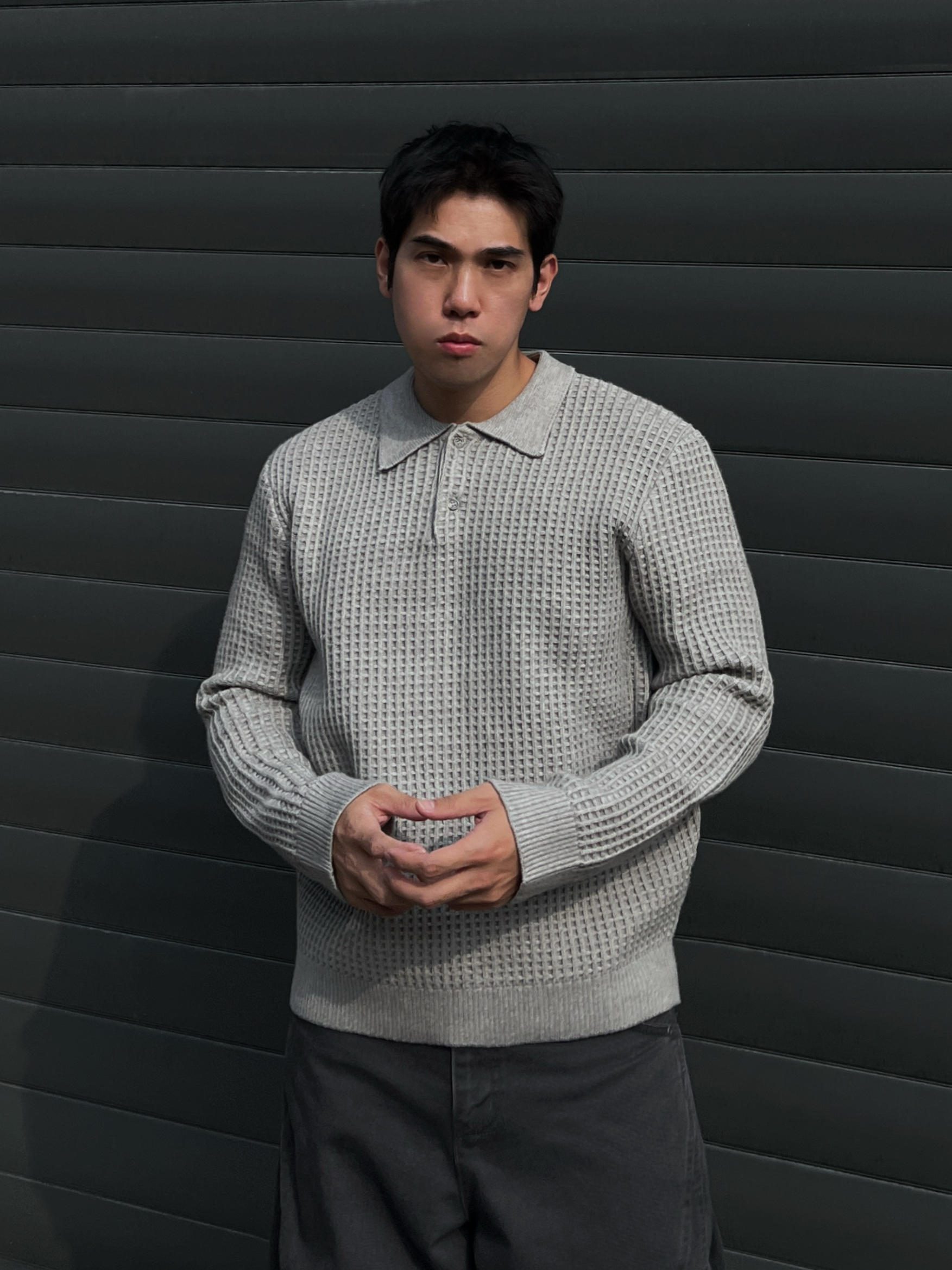 [1atm] 格紋-polo立體針織衣