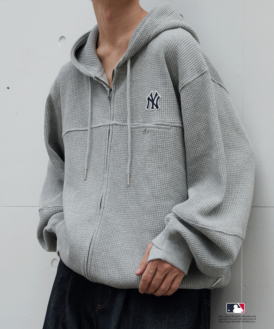 <超帥>日本 Perushu × MLB 聯名 雙拉鍊 華夫格 連帽外套 4色