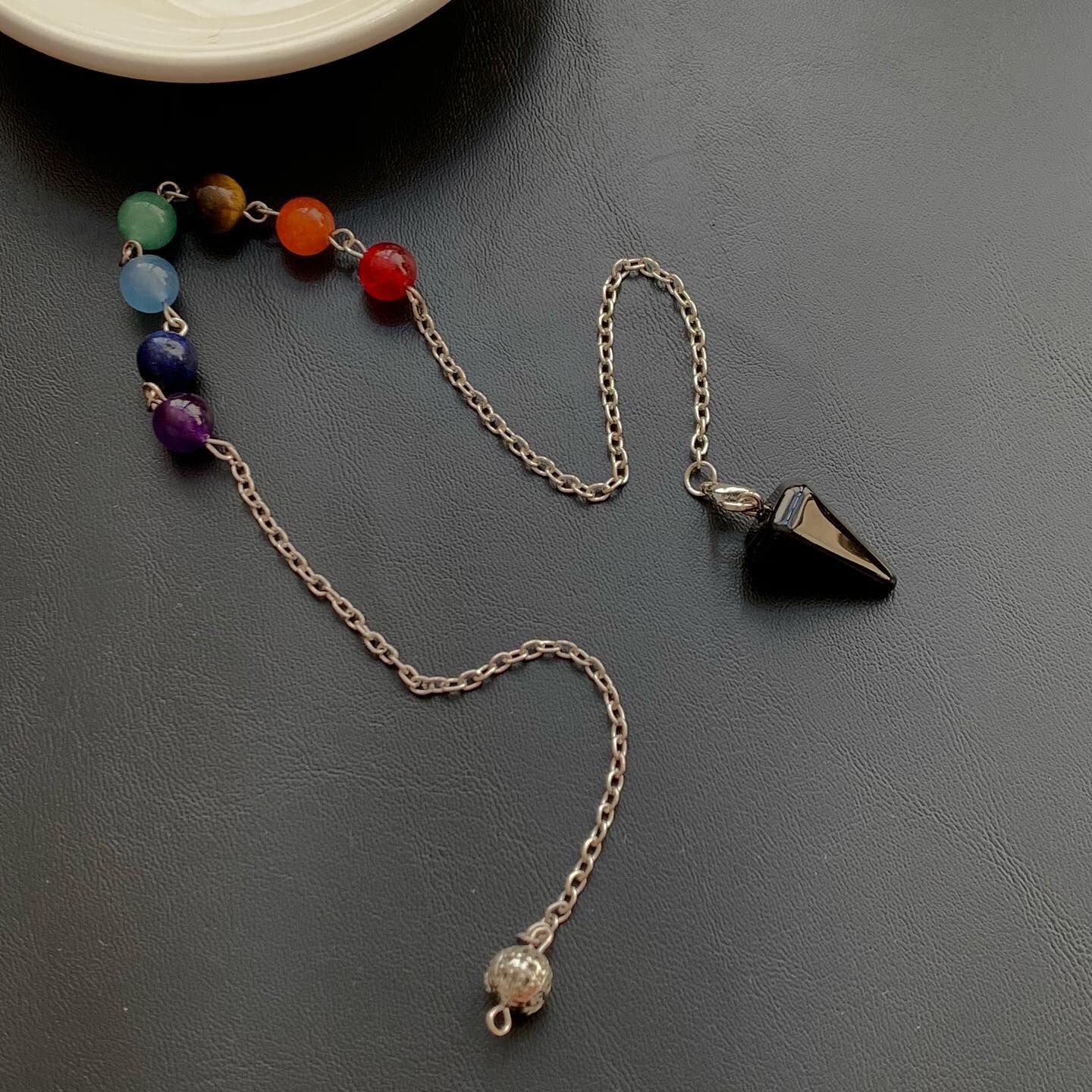 [原石] 黑曜石 七脈輪靈擺 水晶靈擺