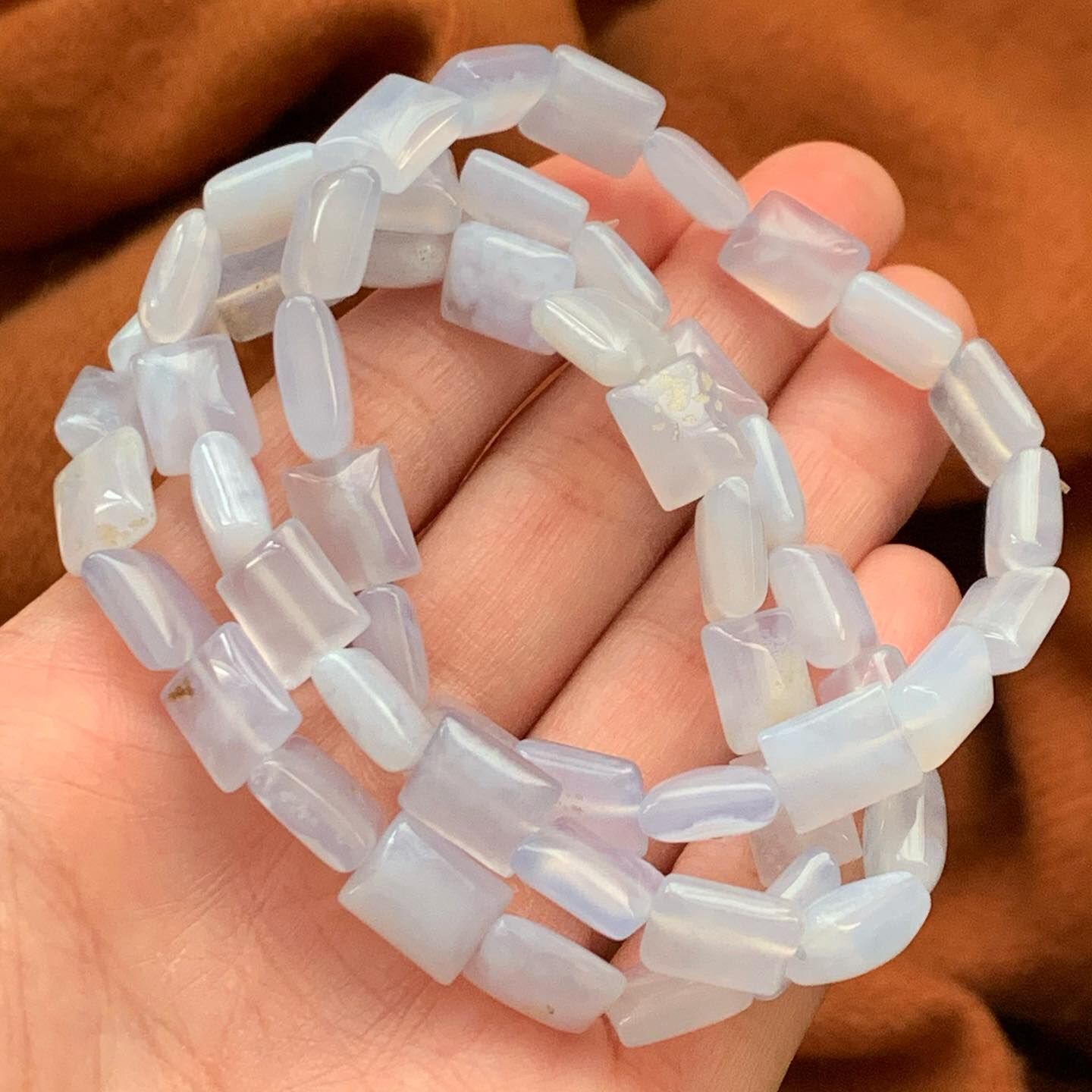 [原石] 藍紋瑪瑙 / 藍玉髓 水晶手串