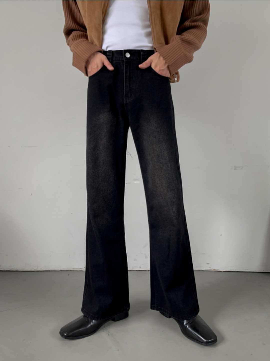 (韓國獨家特價)午夜喇叭水洗牛仔褲