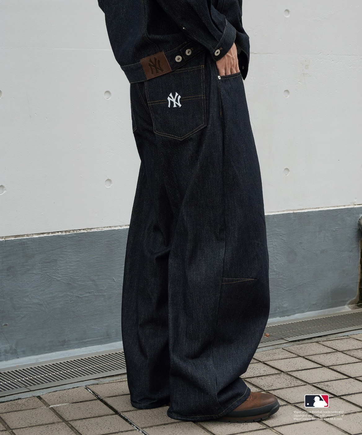 <限量發售>Perushu × MLB 聯名 復古 牛仔外套 牛仔彎刀褲