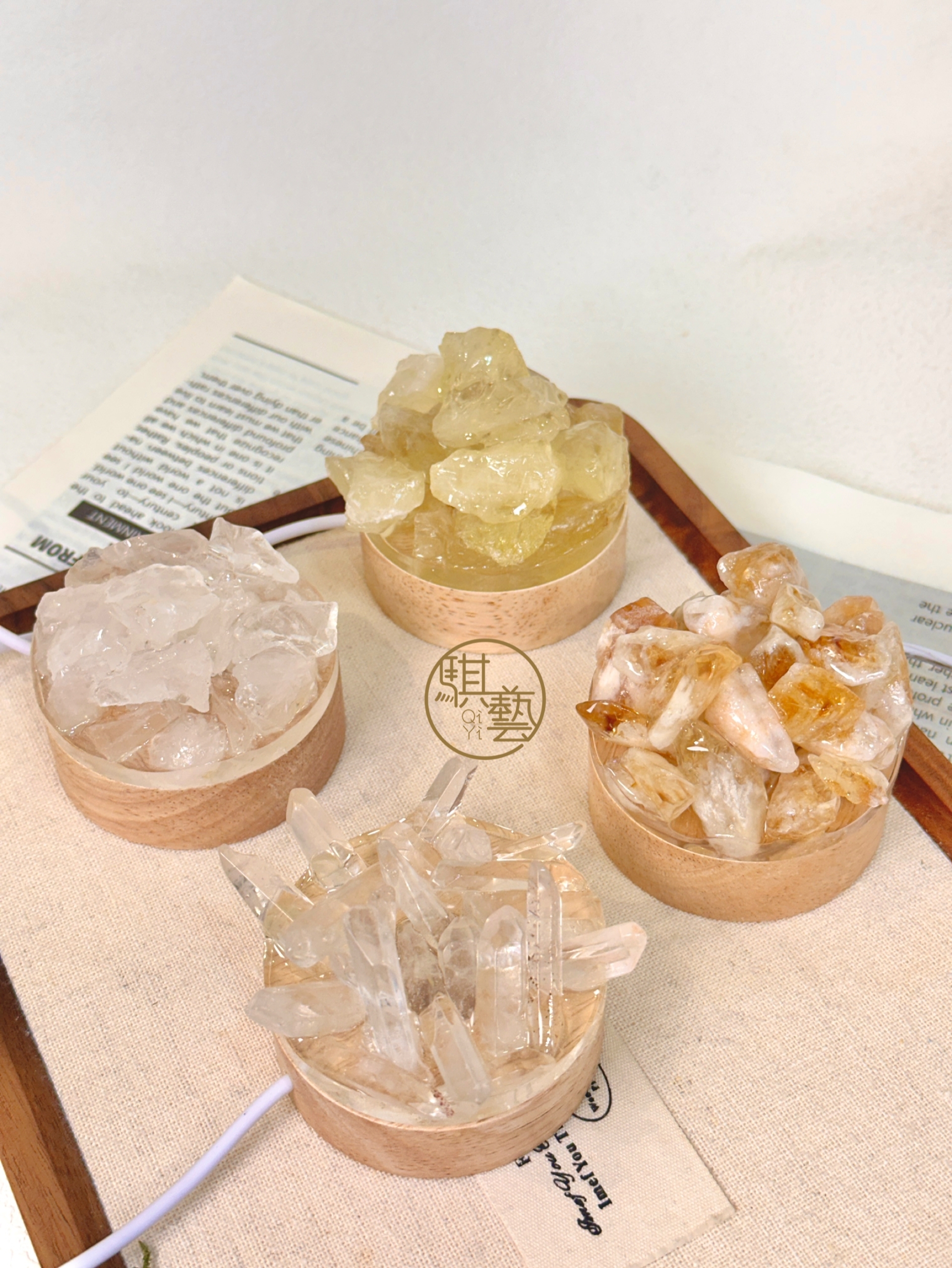 天然水晶小夜燈｜白水晶・黃水晶