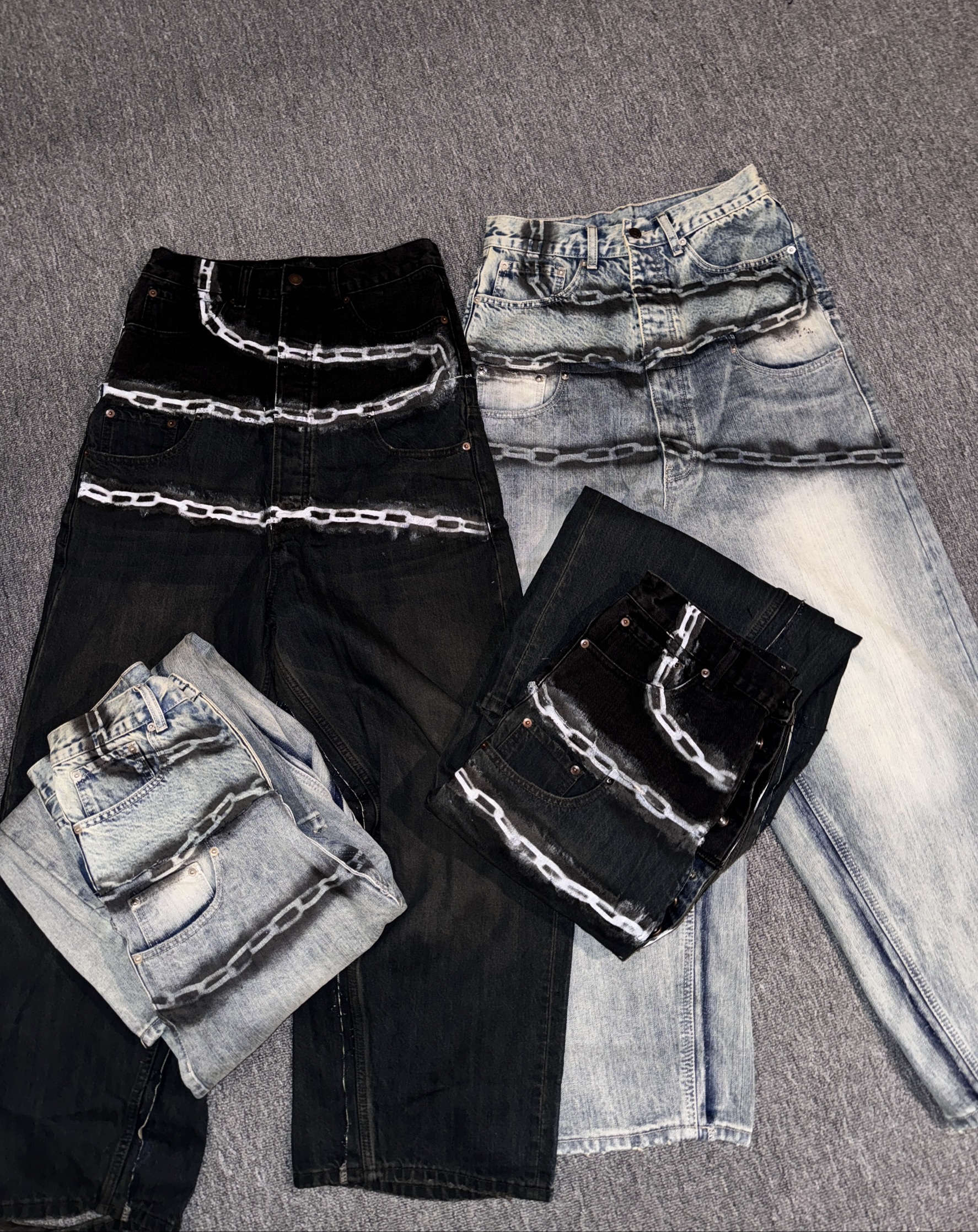 低腰鍊條牛仔褲