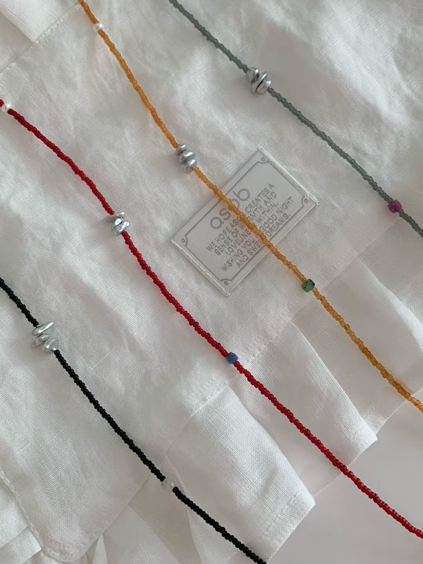 matte colorful bead & silver ball pendant necklace