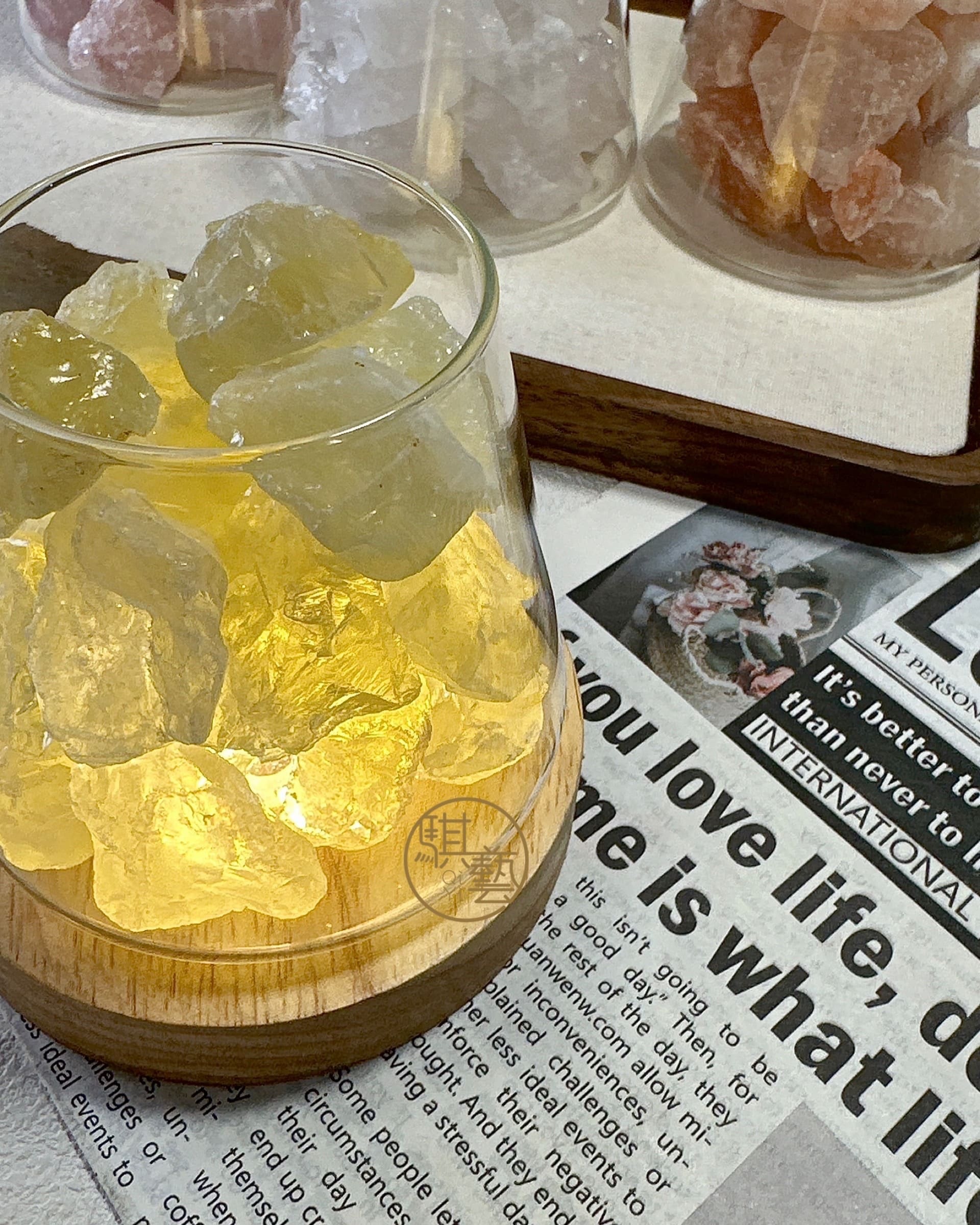 聚氣招財水晶燈｜橘鹽石・粉水晶・白水晶・黃水晶