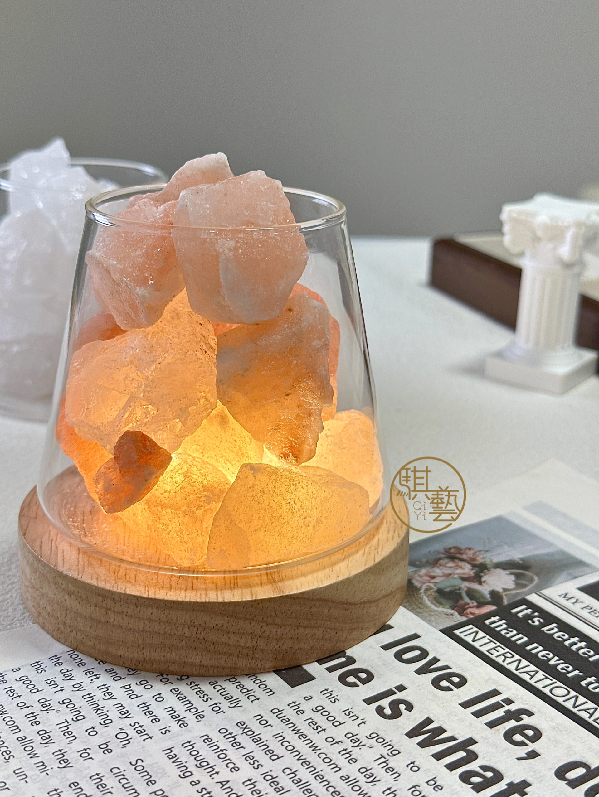 聚氣招財水晶燈｜橘鹽石・粉水晶・白水晶・黃水晶