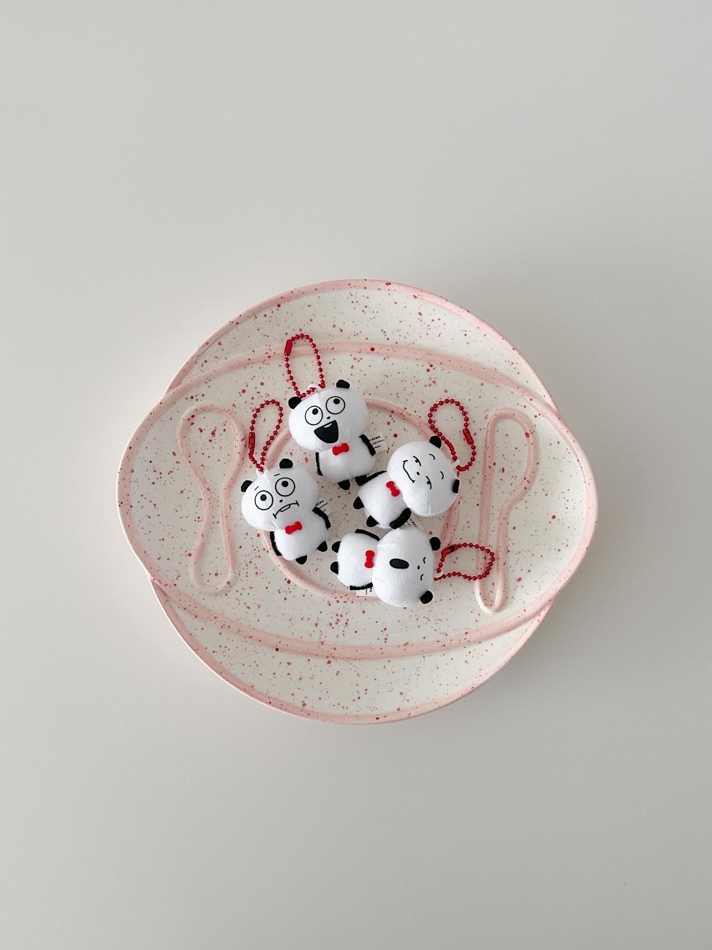 開心熊貓毛絨娃娃吊飾扭蛋