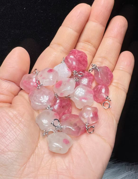 251016 - D22 星星薔薇櫻花雨S925銀懶人扣吊咀 送 銀色固定珠針鏈頸鏈 (11月中到貨）