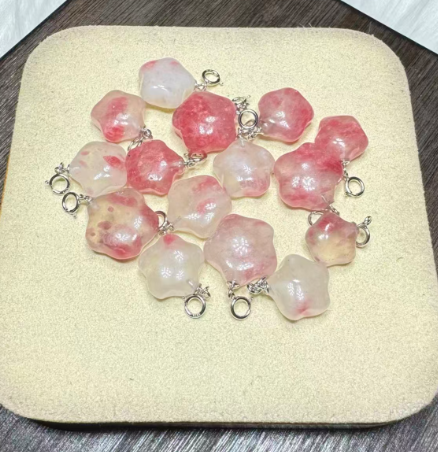 251016 - D22 星星薔薇櫻花雨S925銀懶人扣吊咀 送 銀色固定珠針鏈頸鏈 (11月中到貨）