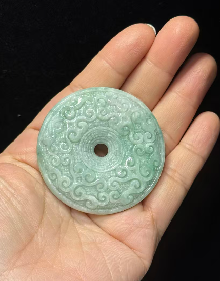 251016 - D42 天然緬甸翡翠巨型玉環平安扣手工編織繩鏈（一物一證書） (11月中到貨）