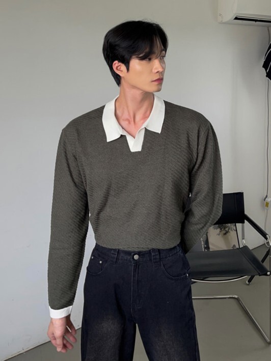 DIA 開領配色針織衫