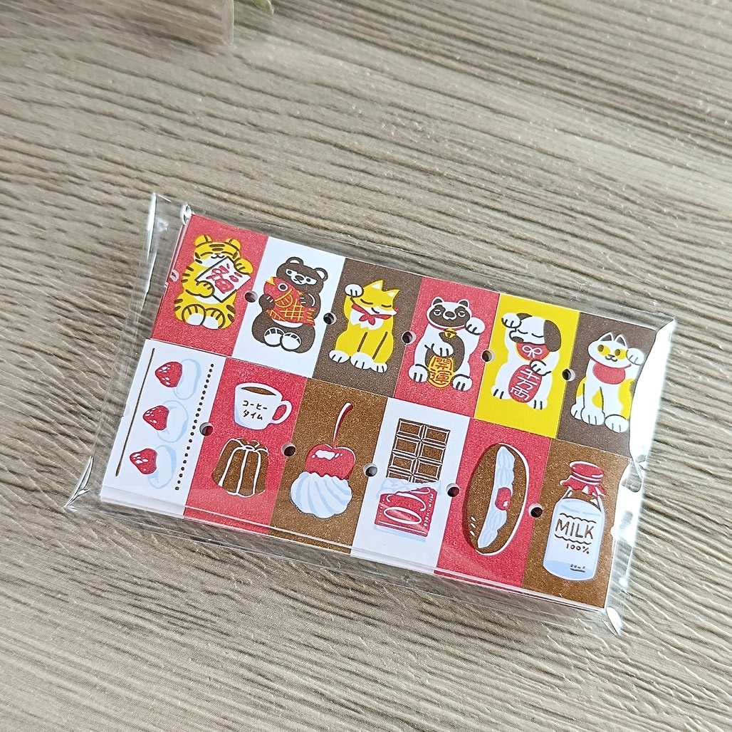 OURS森林好朋友．招福小隊/午茶片刻 標籤貼紙 2款綜合分裝(各48張)   無整捲