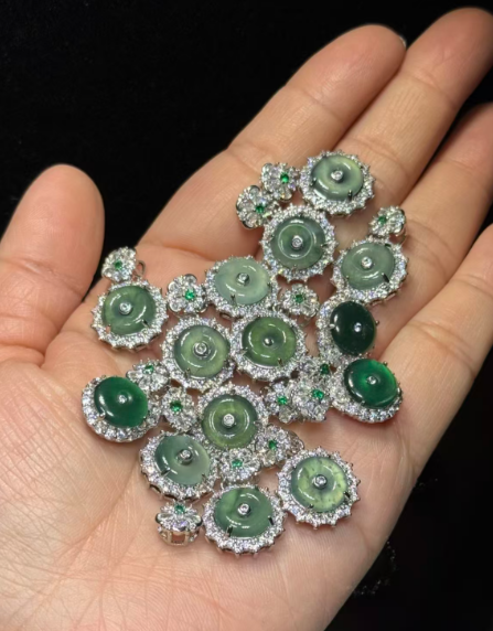 251016 - D54 A貨翡翠平安扣太陽花包邊吊咀（小）(11月中到貨）