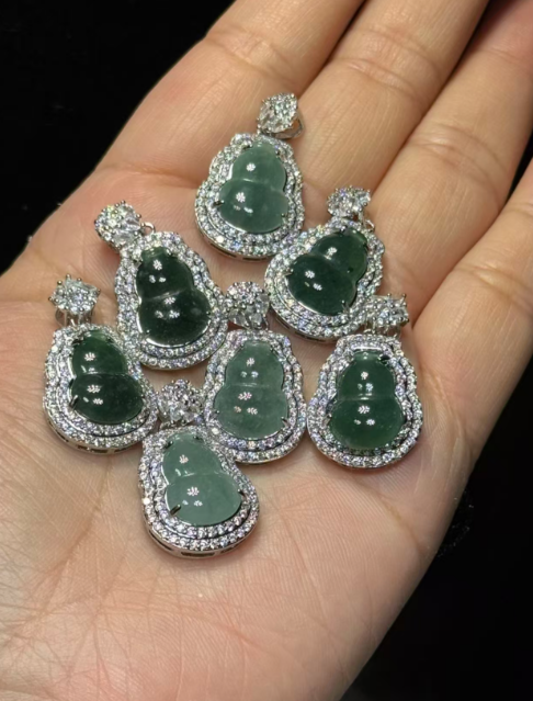 251016 - D59 A貨翡翠葫蘆鋯石雙層包邊吊咀(11月中到貨）