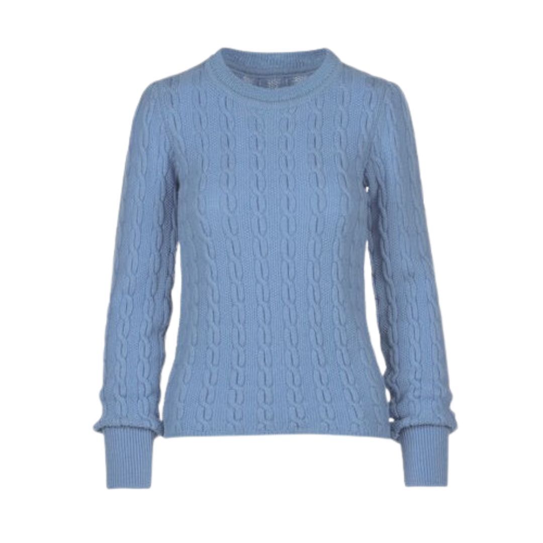 1LS1015-002 LUISA SPAGNOLI Cervino Cable Knit Pullover Jumper Blue #100166.0641 (C-EU-E)
