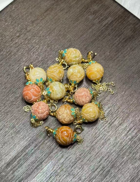 251016 - D67 A貨黃翡翠迴紋珠流蘇吊咀(11月中到貨）