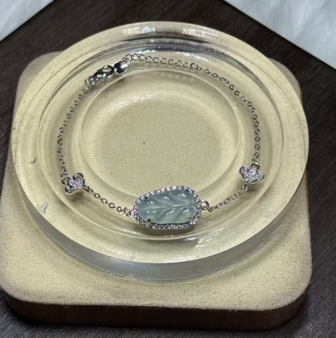 251016 - D71 A貨翡翠葉子鋯石包邊手鏈 (11月中到貨）