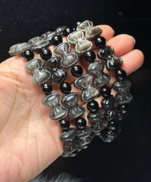 251016 - D88 銀曜石立體蝴蝶結雕刻手串(11月中到貨）