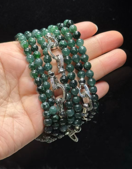 251016 - D91 6mm+A貨翡翠且末藍珠寶扣手鏈(11月中到貨）