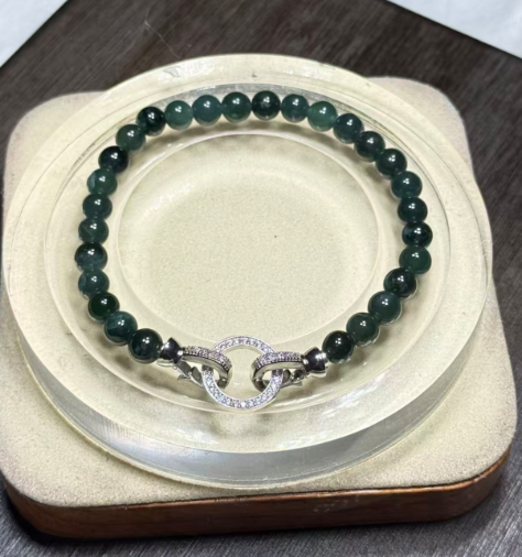 251016 - D91 6mm+A貨翡翠且末藍珠寶扣手鏈(11月中到貨）