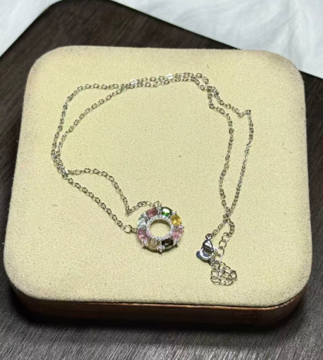 251016 - D95 彩碧璽半銀套鏈頸鏈 - 冬甩款(11月中到貨）