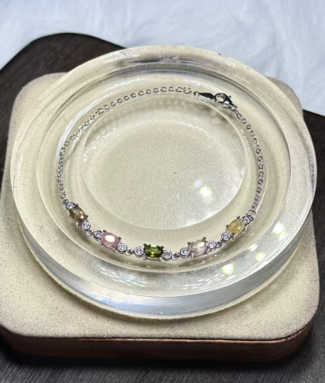 251016 - D96 彩碧璽半銀手鏈 - 橢圓款(11月中到貨）