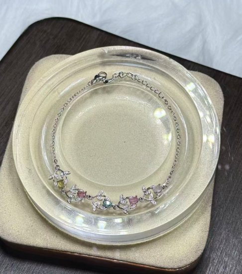 251016 - D97 彩碧璽半銀手鏈 - 花圈款(11月中到貨）