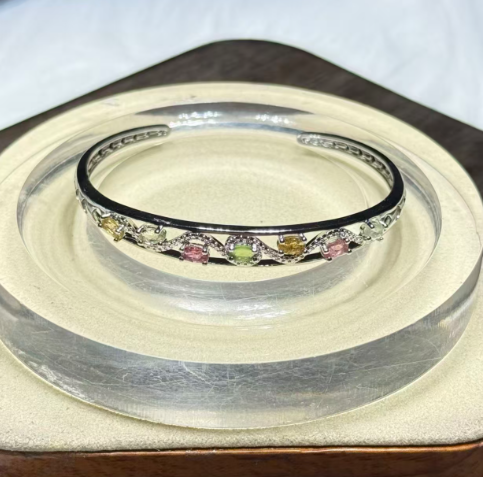 251016 - D104 彩碧璽半銀手鈪 - 藤蔓款(11月中到貨）