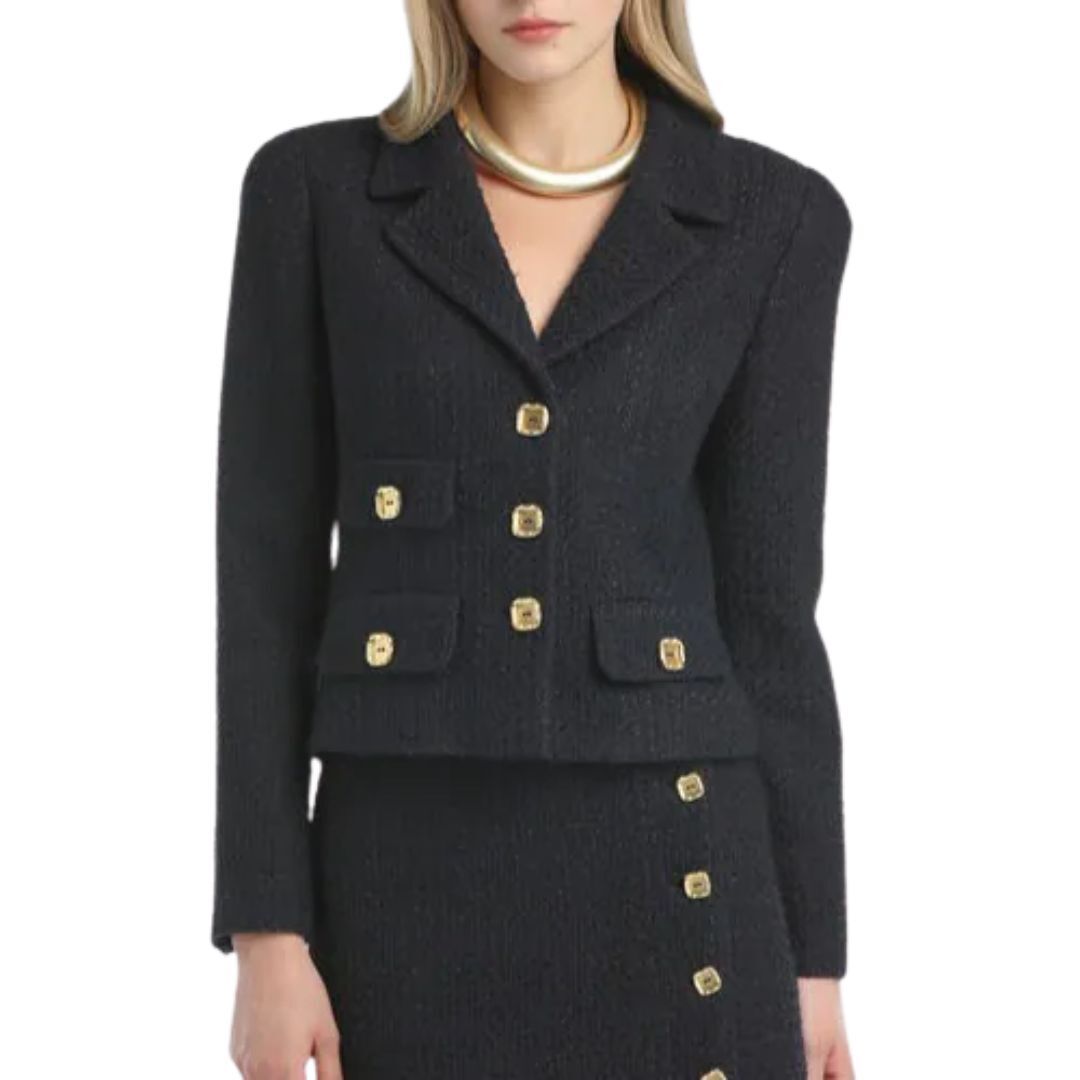 1LS1015-021 LUISA SPAGNOLI Saponetta Boucle Wool Jacket Blue #542245.1218 (C-EU-E)