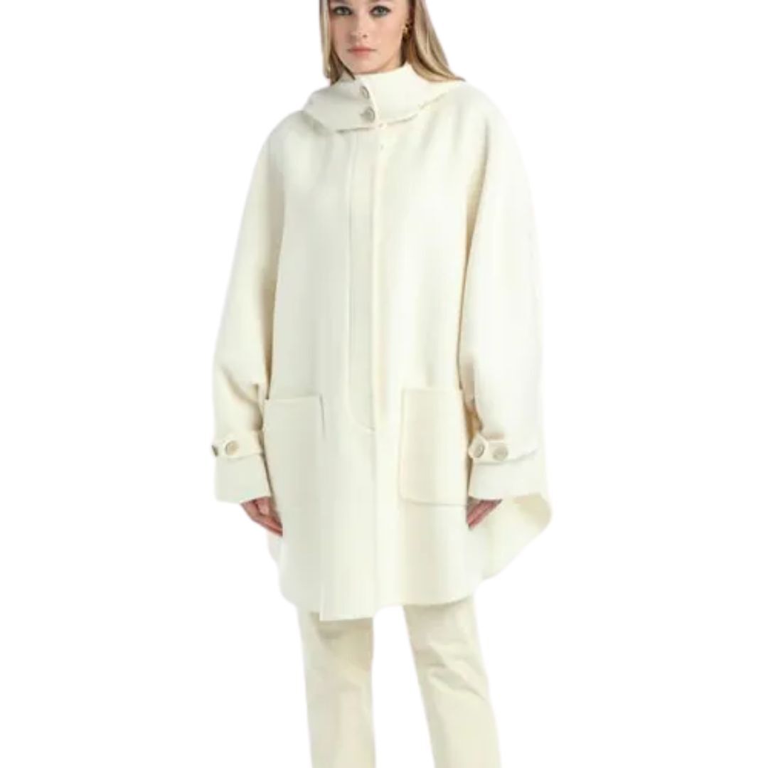 1LS1015-019 LUISA SPAGNOLI Sagomata Unstructured Coat Cream #542231.0202 (C-EU-E)