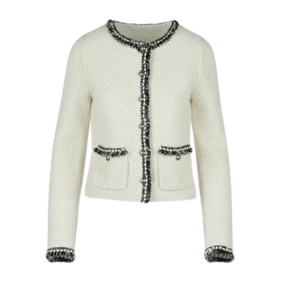 1LS1015-014 LUISA SPAGNOLI Minestra Elegant Cardigan Cream #100088.0202 (C-EU-E)