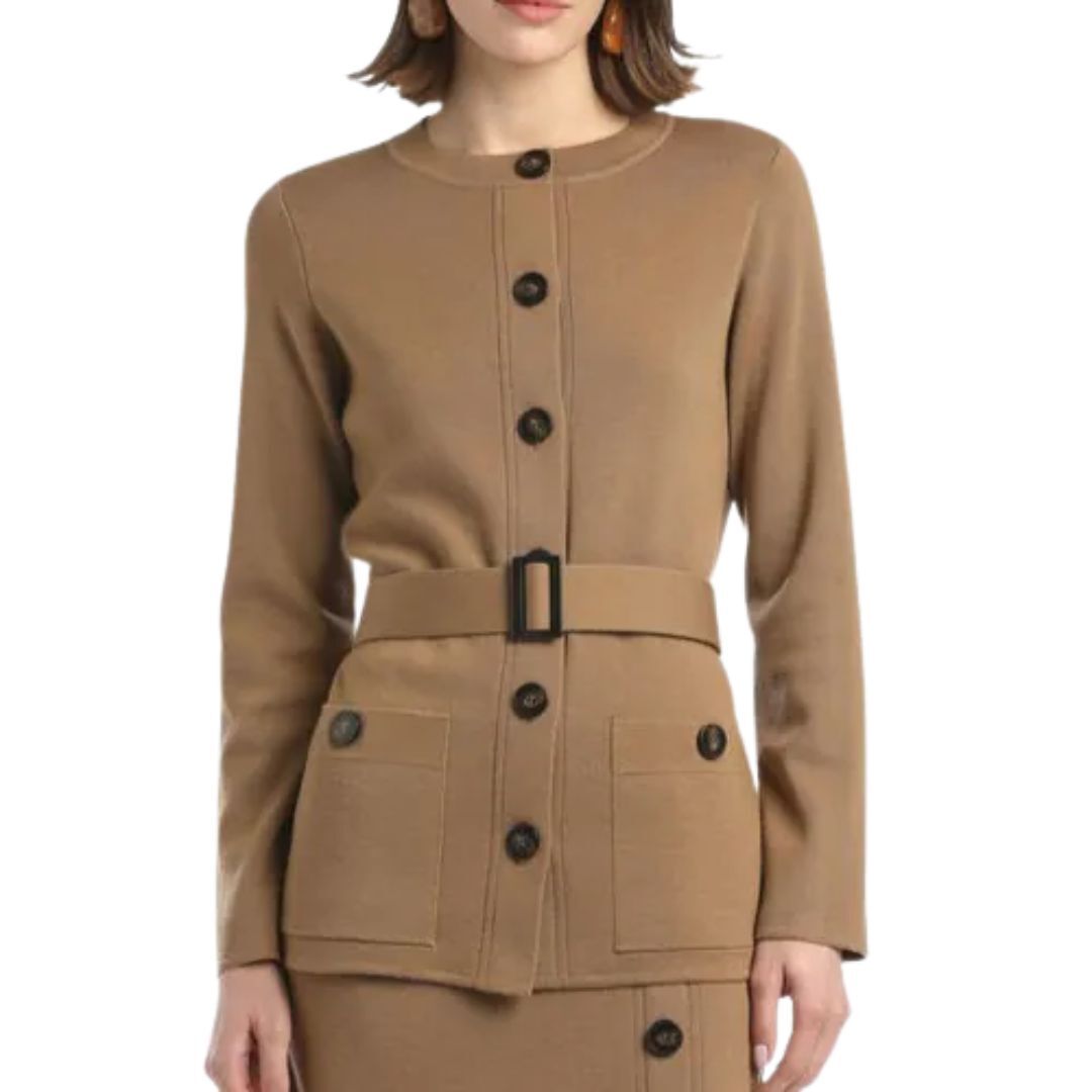 1LS1015-012 LUISA SPAGNOLI Masia Wool Cardigan Brown #100160.2246 (C-EU-E)