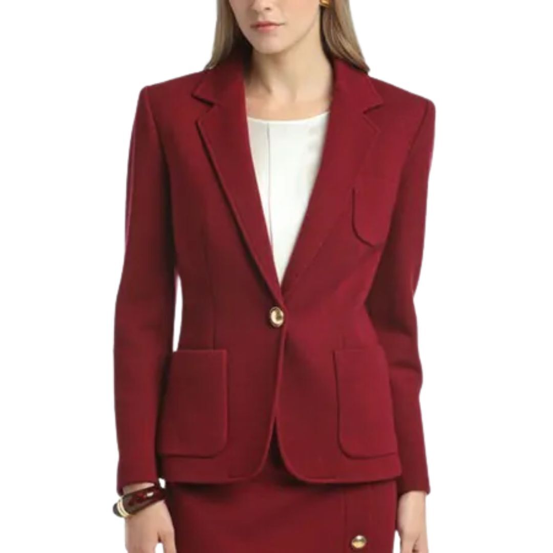 1LS1015-059 LUISA SPAGNOLI Malvezza Wool Blazer Burgundy #542640.2405 (C-EU-E)
