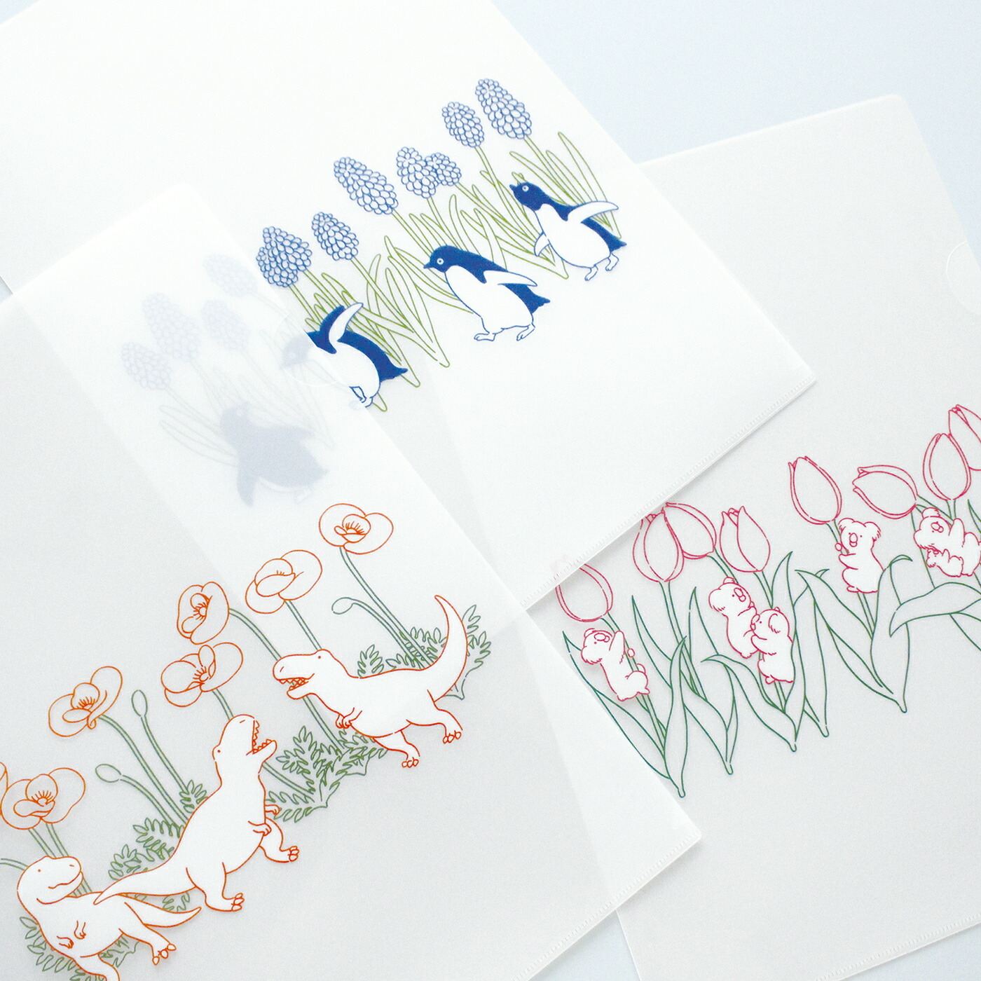 花田與動物 透明感 A4資料夾 L夾｜日本EL COMMUN