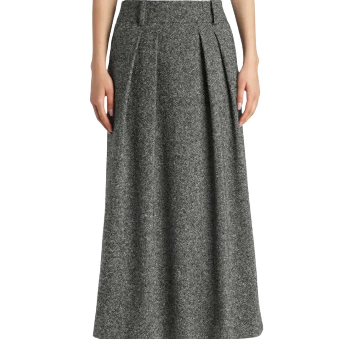1LS1015-042 LUISA SPAGNOLI Falar Mélange Tweed Skirt Var Nero Panna #542322.988) (EU)